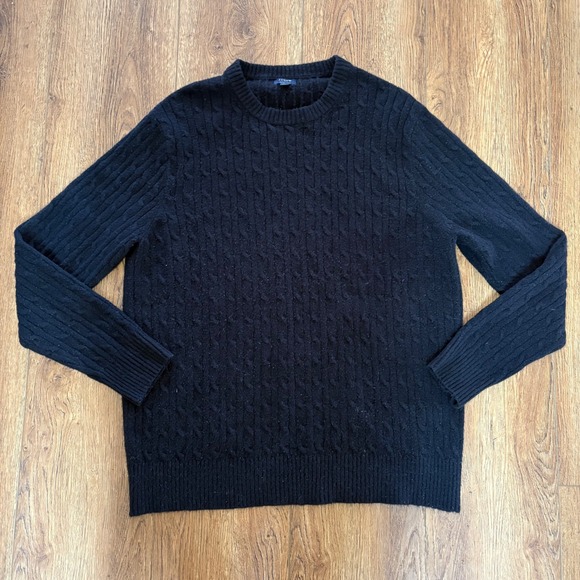 J. Crew Other - J.Crew Extra Soft Cable Knit‎ Sweater Mens XL Black Crewneck Wool Blend Pullover